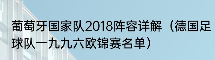 葡萄牙国家队2018阵容详解（德国足球队一九九六欧锦赛名单）