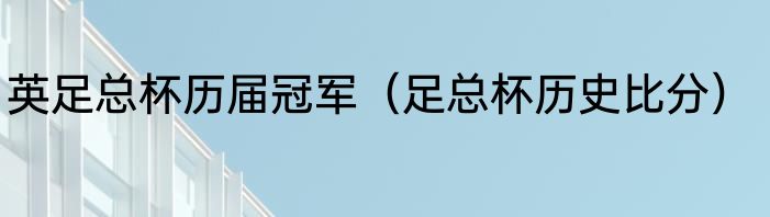 英足总杯历届冠军（足总杯历史比分）