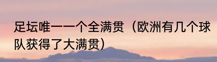 足坛唯一一个全满贯（欧洲有几个球队获得了大满贯）