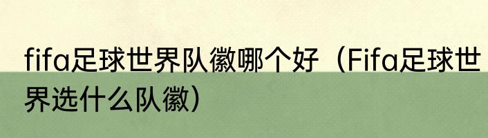 fifa足球世界队徽哪个好（Fifa足球世界选什么队徽）