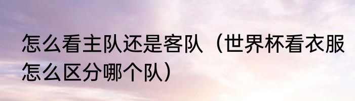 怎么看主队还是客队（世界杯看衣服怎么区分哪个队）