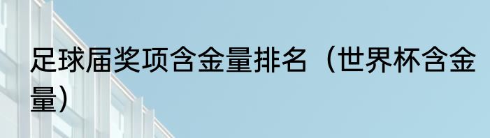 足球届奖项含金量排名（世界杯含金量）