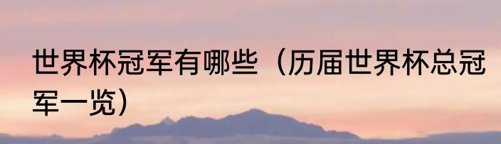 世界杯冠军有哪些（历届世界杯总冠军一览）