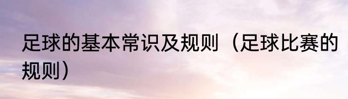 足球的基本常识及规则（足球比赛的规则）