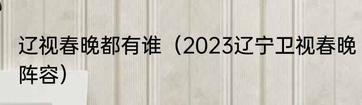 辽视春晚都有谁（2023辽宁卫视春晚阵容）