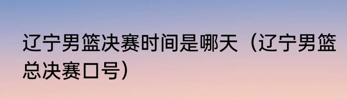 辽宁男篮决赛时间是哪天（辽宁男篮总决赛口号）