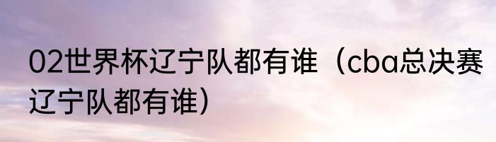 02世界杯辽宁队都有谁（cba总决赛辽宁队都有谁）