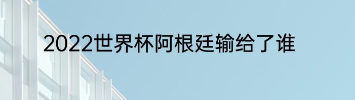 2022世界杯阿根廷输给了谁