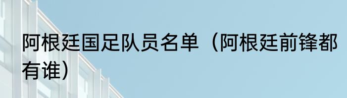 阿根廷国足队员名单（阿根廷前锋都有谁）