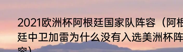 2021欧洲杯阿根廷国家队阵容（阿根廷中卫加雷为什么没有入选美洲杯阵容）