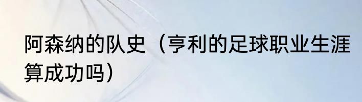 阿森纳的队史（亨利的足球职业生涯算成功吗）