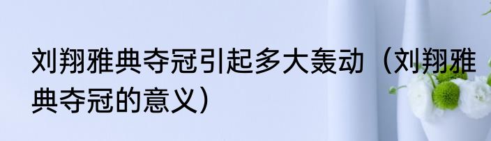 刘翔雅典夺冠引起多大轰动（刘翔雅典夺冠的意义）