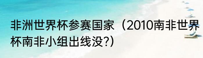 非洲世界杯参赛国家（2010南非世界杯南非小组出线没?）