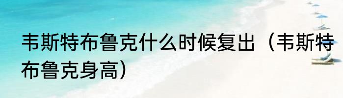 韦斯特布鲁克什么时候复出（韦斯特布鲁克身高）