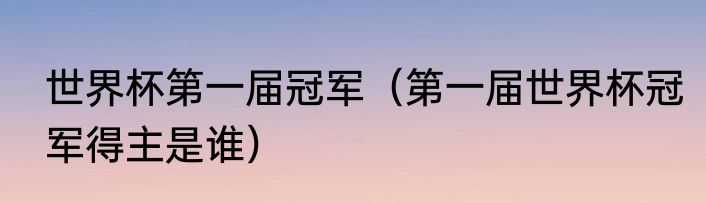 世界杯第一届冠军（第一届世界杯冠军得主是谁）