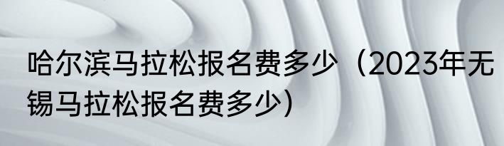 哈尔滨马拉松报名费多少（2023年无锡马拉松报名费多少）