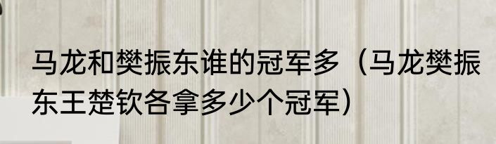马龙和樊振东谁的冠军多（马龙樊振东王楚钦各拿多少个冠军）