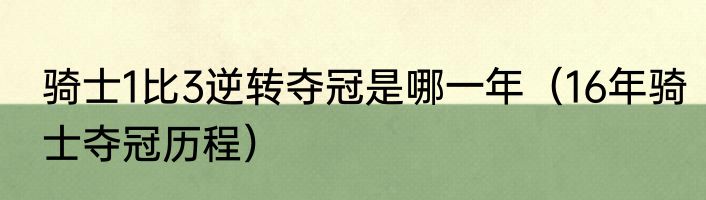骑士1比3逆转夺冠是哪一年（16年骑士夺冠历程）