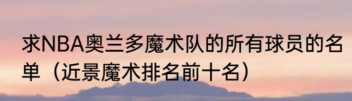 求NBA奥兰多魔术队的所有球员的名单（近景魔术排名前十名）