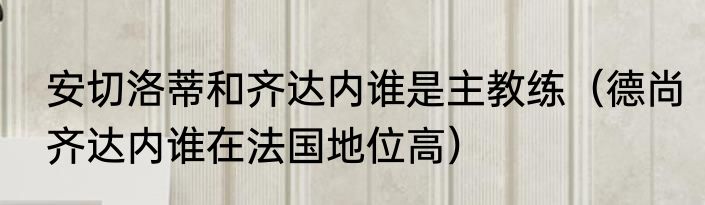 安切洛蒂和齐达内谁是主教练（德尚齐达内谁在法国地位高）