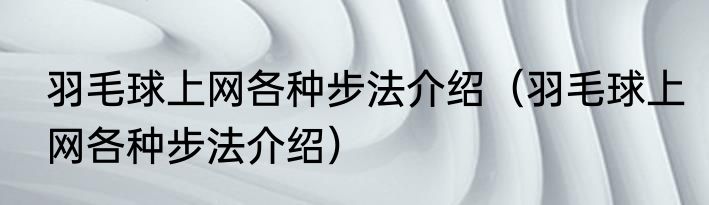 羽毛球上网各种步法介绍（羽毛球上网各种步法介绍）