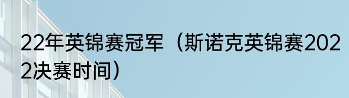 22年英锦赛冠军（斯诺克英锦赛2022决赛时间）