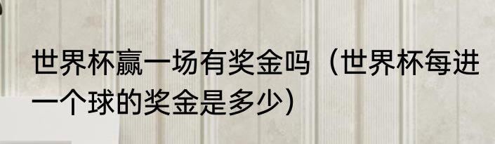 世界杯赢一场有奖金吗（世界杯每进一个球的奖金是多少）