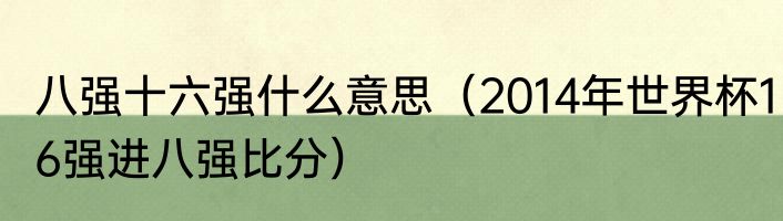 八强十六强什么意思（2014年世界杯16强进八强比分）