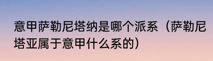 意甲萨勒尼塔纳是哪个派系（萨勒尼塔亚属于意甲什么系的）