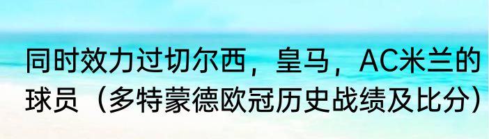 同时效力过切尔西，皇马，AC米兰的球员（多特蒙德欧冠历史战绩及比分）