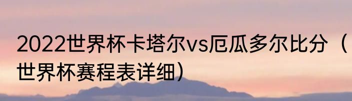 2022世界杯卡塔尔vs厄瓜多尔比分（世界杯赛程表详细）
