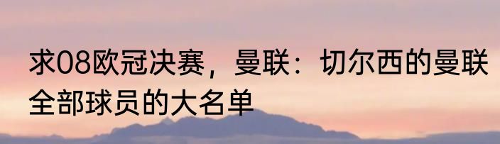 求08欧冠决赛，曼联：切尔西的曼联全部球员的大名单