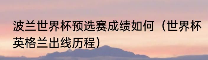 波兰世界杯预选赛成绩如何（世界杯英格兰出线历程）