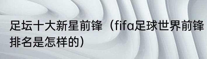 足坛十大新星前锋（fifa足球世界前锋排名是怎样的）