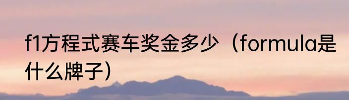 f1方程式赛车奖金多少（formula是什么牌子）