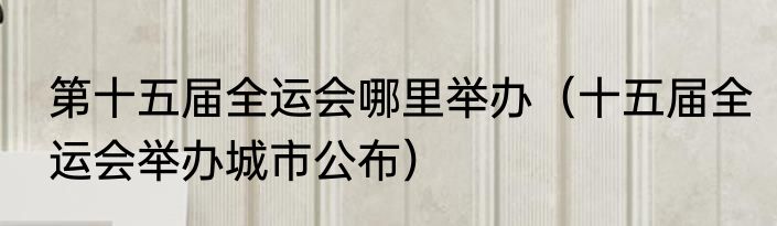 第十五届全运会哪里举办（十五届全运会举办城市公布）