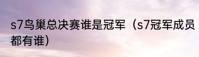 s7鸟巢总决赛谁是冠军（s7冠军成员都有谁）