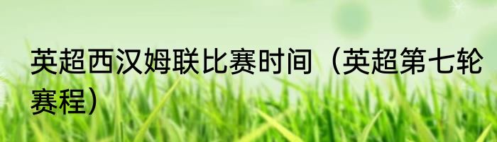 英超西汉姆联比赛时间（英超第七轮赛程）