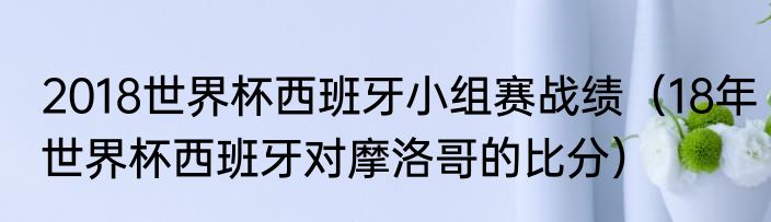 2018世界杯西班牙小组赛战绩（18年世界杯西班牙对摩洛哥的比分）