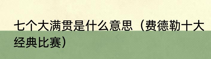 七个大满贯是什么意思（费德勒十大经典比赛）