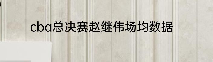 cba总决赛赵继伟场均数据
