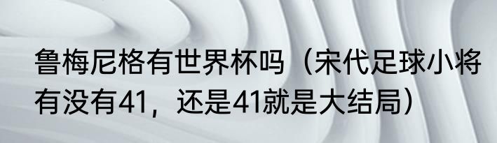 鲁梅尼格有世界杯吗（宋代足球小将有没有41，还是41就是大结局）