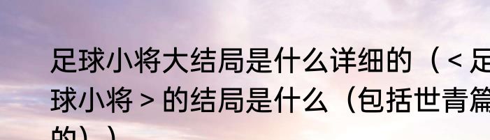 足球小将大结局是什么详细的（＜足球小将＞的结局是什么（包括世青篇的））