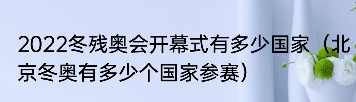 2022冬残奥会开幕式有多少国家（北京冬奥有多少个国家参赛）