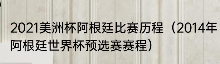 2021美洲杯阿根廷比赛历程（2014年阿根廷世界杯预选赛赛程）