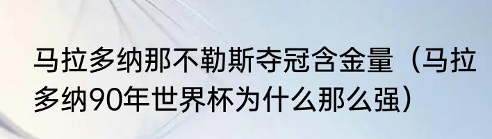 马拉多纳那不勒斯夺冠含金量（马拉多纳90年世界杯为什么那么强）