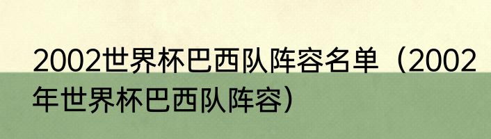2002世界杯巴西队阵容名单（2002年世界杯巴西队阵容）
