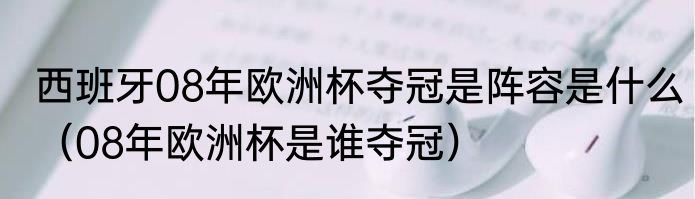 西班牙08年欧洲杯夺冠是阵容是什么（08年欧洲杯是谁夺冠）