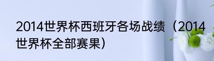 2014世界杯西班牙各场战绩（2014世界杯全部赛果）