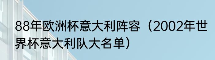 88年欧洲杯意大利阵容（2002年世界杯意大利队大名单）
